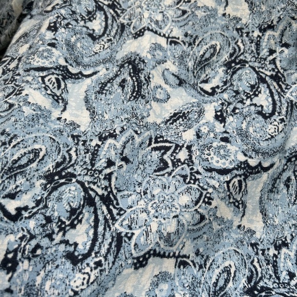 Eddie Bauer 70’s/y2k men’s cotton linen blend blue Paisley half button Size LT - Picture 3 of 9